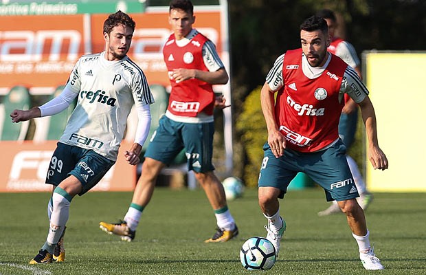 Bruno Henrique domina a bola em treinamento do Palmeiras