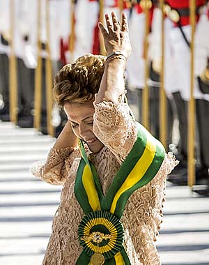 A presidente Dilma Rousseff durante a cerimnia de posse no Palcio do Planalto