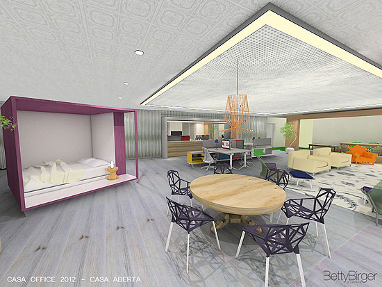 Projeto da arquiteta Betty Birger, cuja mobília permite que sua casa se transforme em escritório 