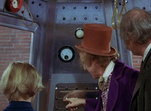 Cena do filme "A Fantstica Fbrica de Chocolate", com Gene Wilder