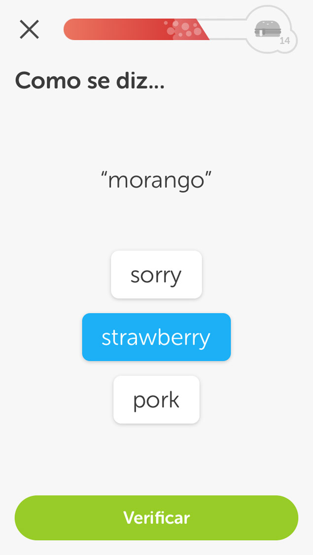 Telas da plataforma de aprendizado de idiomas Duolingo