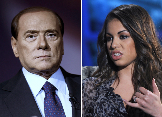Silvio Berlusconi e a marroquina Karima El-Mahroug, a quem teria pago por favores sexuais