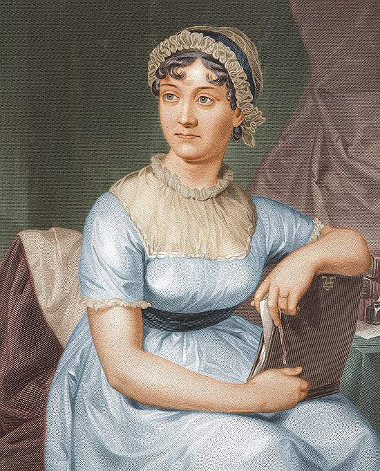 A escritora britânica Jane Austen (1775-1817), homenageada com uma série de selos em comemoração dos 200 anos de "Orgulho e Preconceito" 
