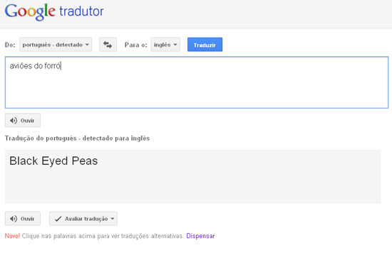 No tradutor do Google, "Avies do Forr" virava "Black Eyed Peas"