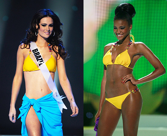 Miss Brasil, Priscila Machado, e a Miss Angola, Leila Lopes
