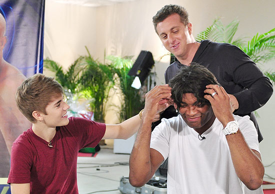 Luciano Huck e Anderson Silva gravam com Justin Bieber