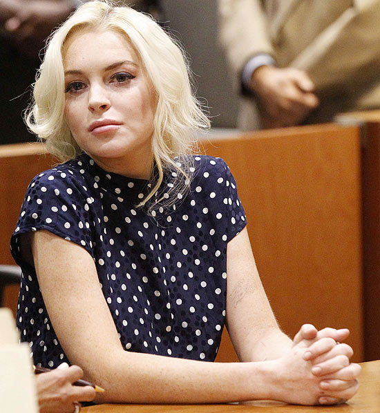 Lindsay Lohan durante a audiência que a condenou a um mês de prisão