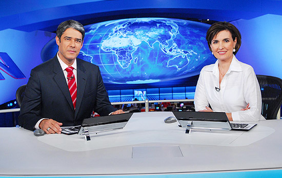 Os jornalistas William Bonner e Fátima Bernardes, apresentadores do "Jornal Nacional", da TV Globo 