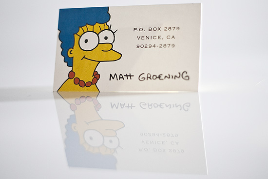 Cartão de visita do criador da série "Os Simpsons", Matt Groening