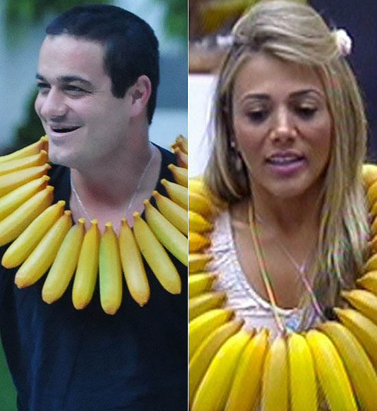 Rafa e Fabiana do "BBB12" com colar de banana