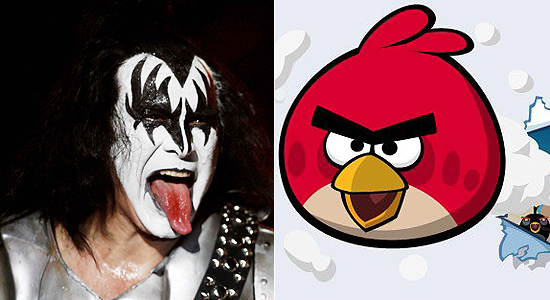 Gene Simmons e o passarinho de "Angry Birds"