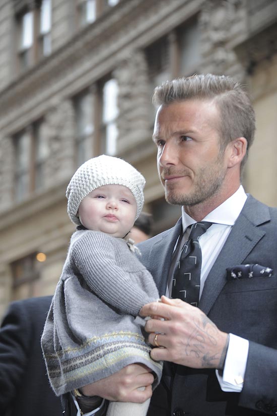 David Beckham e sua filha Harper Seven, em Nova York
