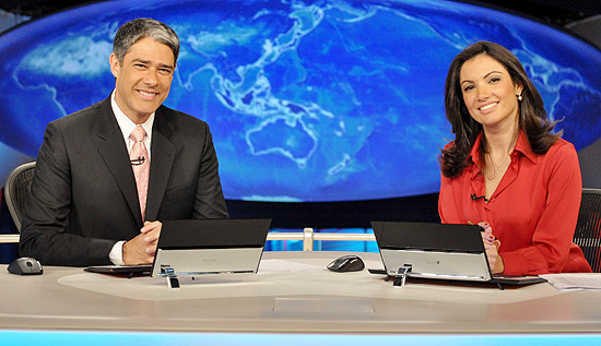 Os jornalistas William Bonner e Patrícia Poeta, que apresentam o "Jornal Nacional", da Rede Globo