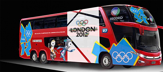 O ônibus estilizado da Record para os Jogos Olímpicos