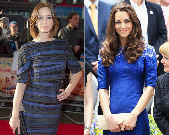 A atriz Emily Blunt e a duquesa de Cambridge, Kate Middleton