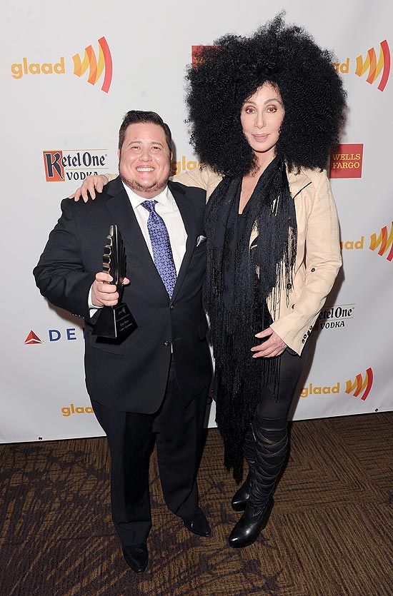 Chaz Bono e Cher no prêmio Glaad