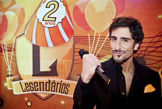 O apresentador Marcos Mion durante gravação do "Legendiarios", que comemorou dois anos no ar ontem