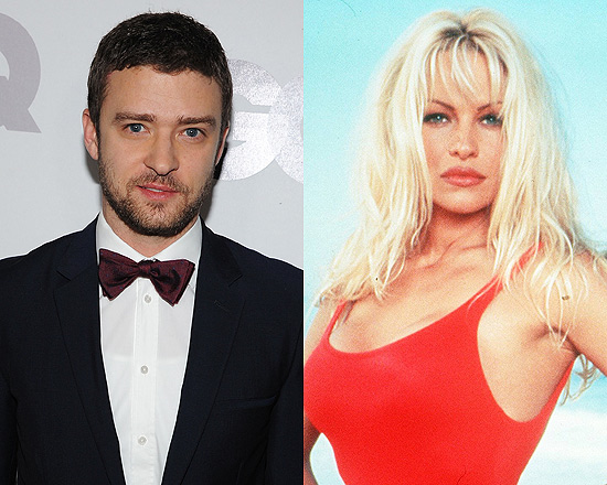 O ator e cantor Justin Timberlake e a atriz Pamela Anderson