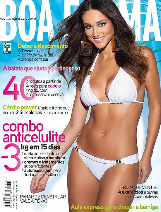 A atriz Débora Nascimento, que interpreta a Tessália de "Avenida Brasil", na capa da revista "Boa Forma" de setembro