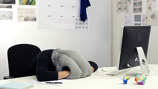 Travesseiro-avestruz' permite soneca no trabalho