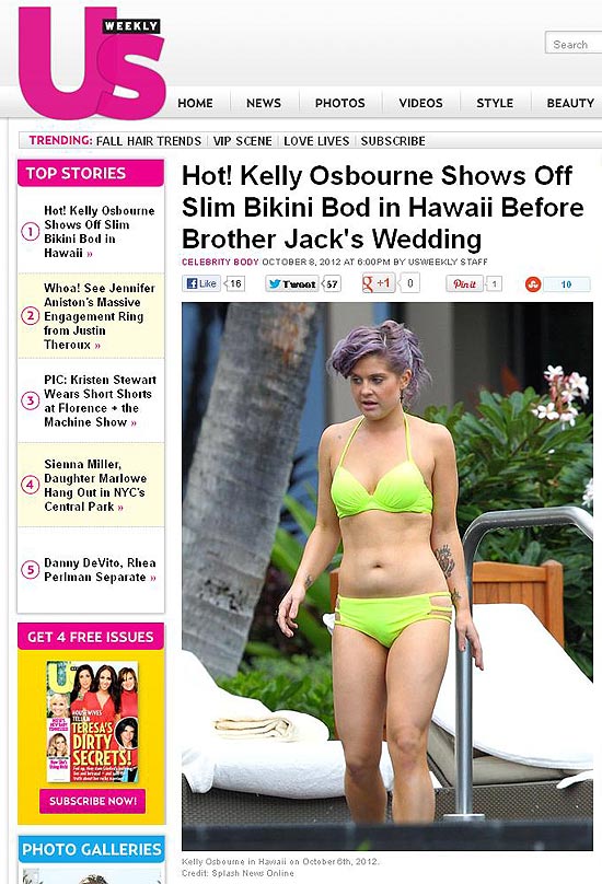 Apesar de ter perdido quase 30 qulos, Kelly Osbourne se considera uma "ex-gorda"