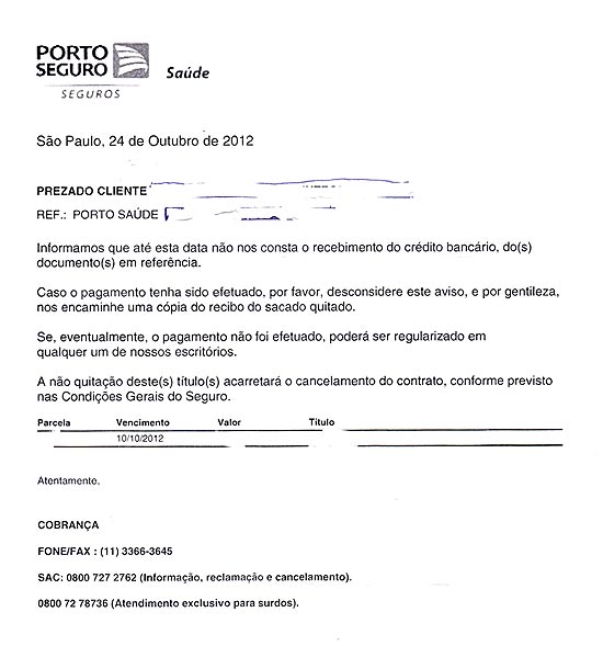 Reprodução da carta da Porto Seguro recebida pelos funcionários da RedeTV!
