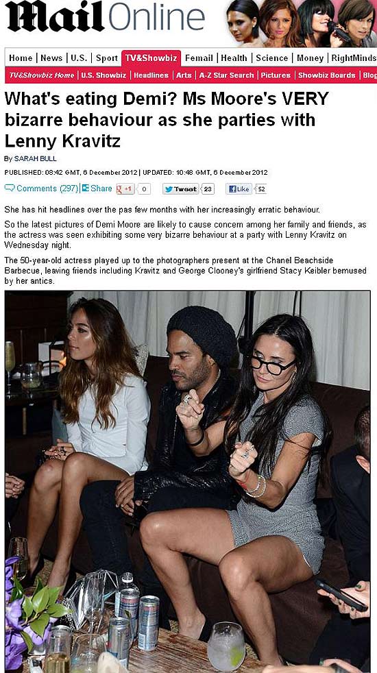 Demi Moore se solta em festa da Chanel; a seu lado, o cantor Lenny Kravitz