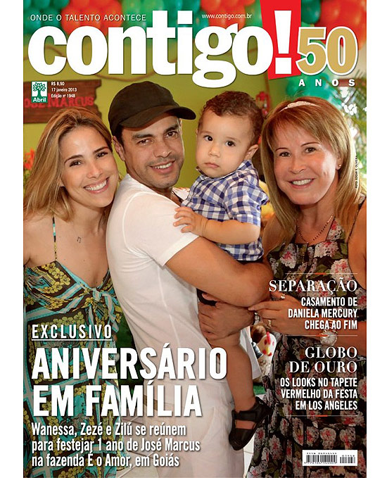 Wanessa ao lado de Zezé Di Camargo, José Marcos, filho de Wanessa, e Zilú Camargo