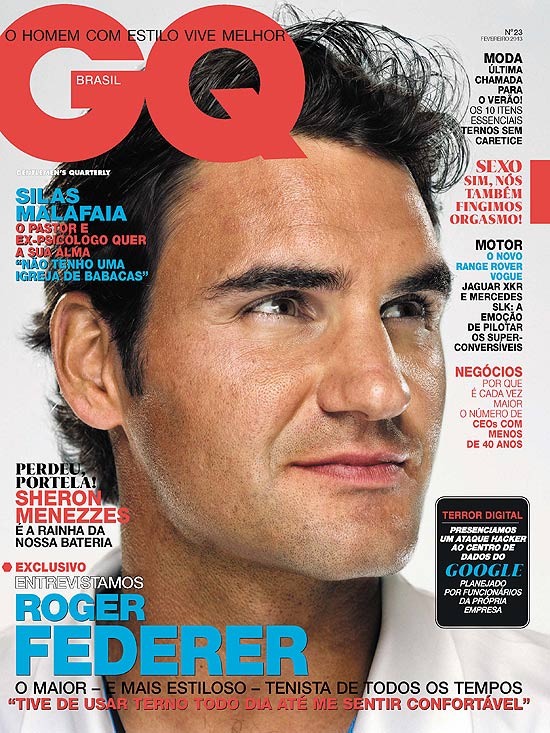 O tenista Roger Federer na capa da edição brasileira da "GQ"