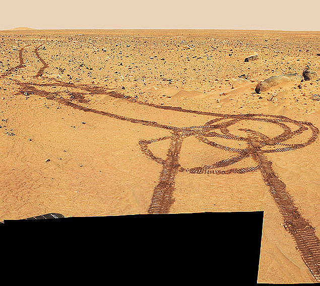 Robô da Nasa faz desenho de órgão sexual masculino em Marte