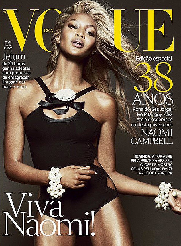 Naomi Campbell aparece loira na capa da "Vogue Brasil" em maio