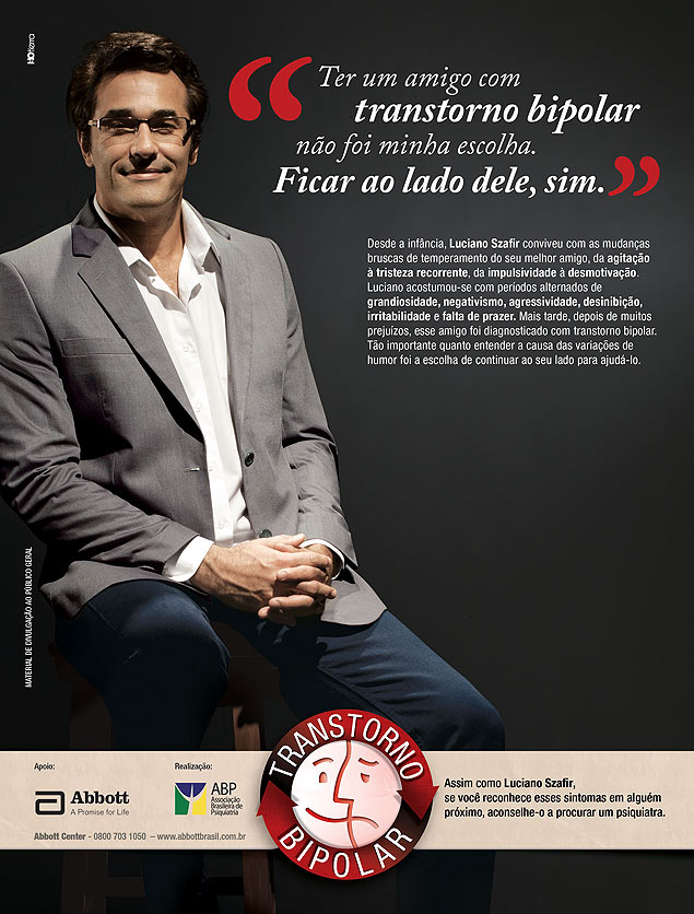 Luciano Szafir em campanha sobre o transtorno bipolar 