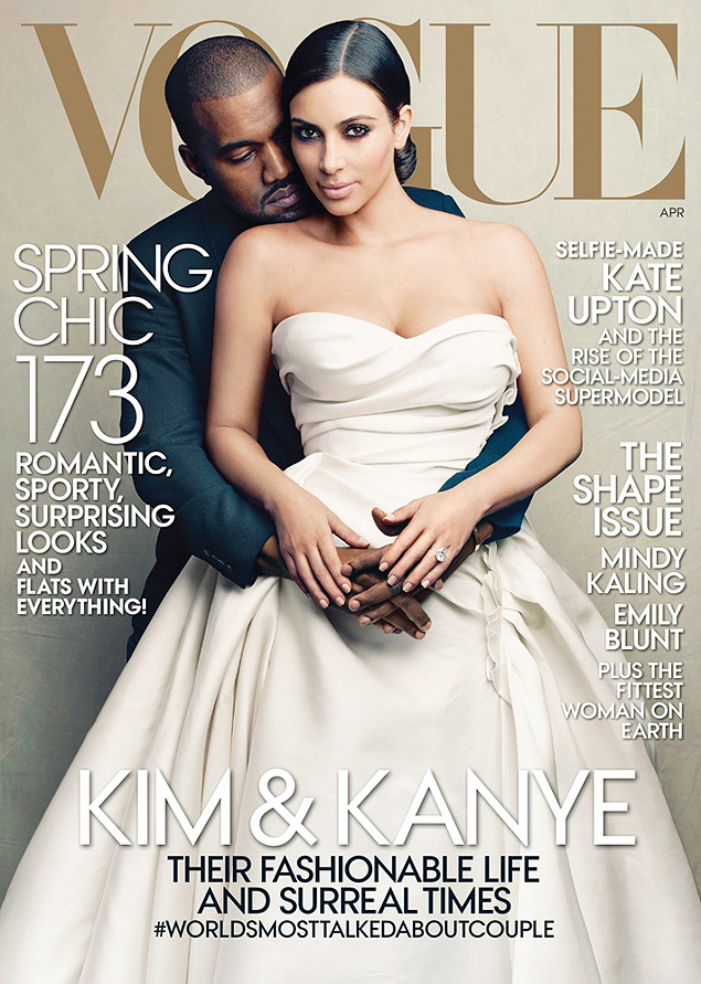 Kim Kardashian e Kanye West na capa da "Vogue"