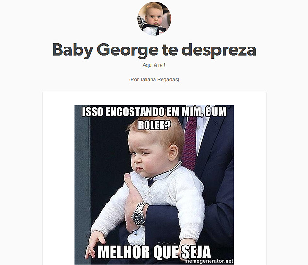 http://babygeorgetedespreza.tumblr.com/ - Bebê George vira meme