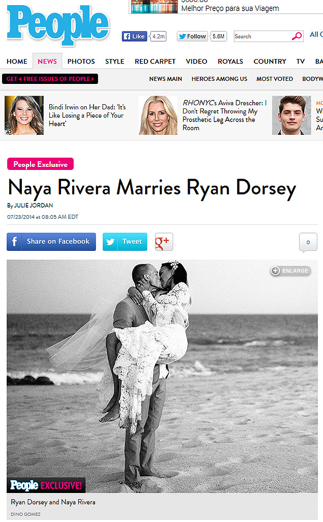 Naya Rivera se casou com Ryan Dorsey