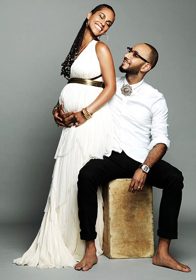 Alicia Keys posa com seu marido, Swizz Beatz