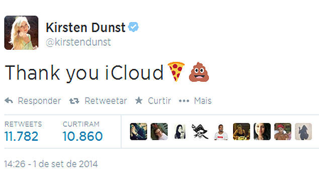 Kirsten Dunst comenta vazamento de suas fotos nua em seu perfil no Twitter