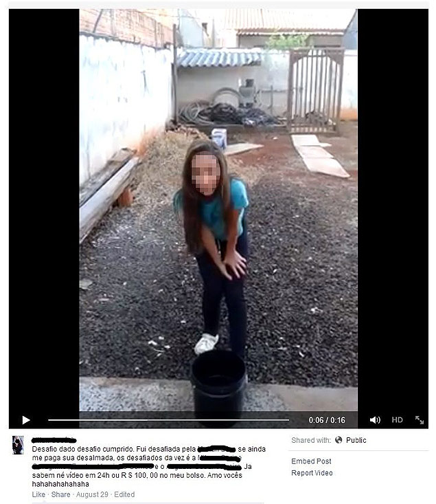 Perfil de jovem que desafiou os amigos a fazerem o desafio do balde de gelo (ou pagar R$ 100 a ela)