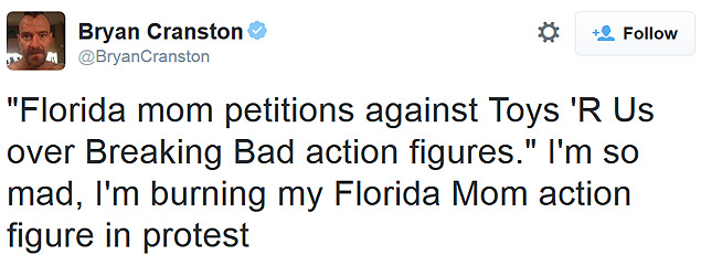 Bryan Cranston protesta em seu perfil no Twitter