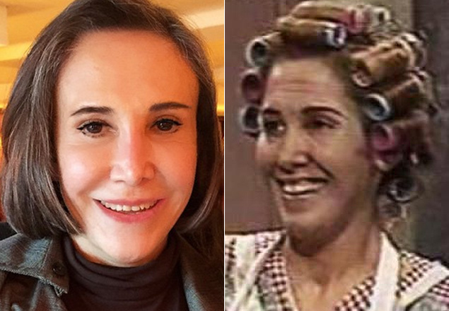 Florinda Meza hoje em dia, aos 65 anos, e nos anos 70, como Dona Florinda