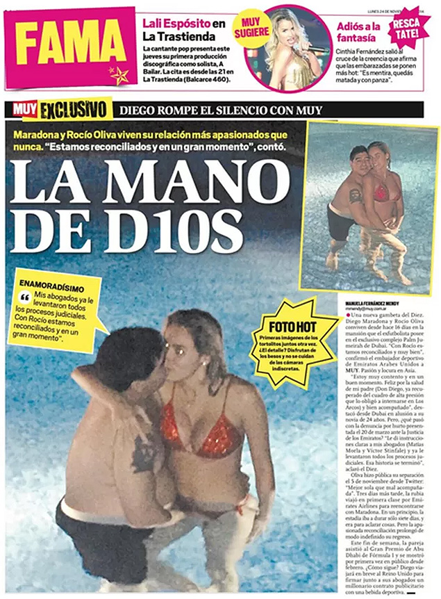Maradona beija (também beija) namorada em piscina