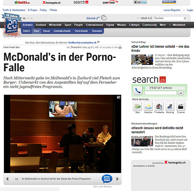 McDonald's exibe filme pornô na Suíça