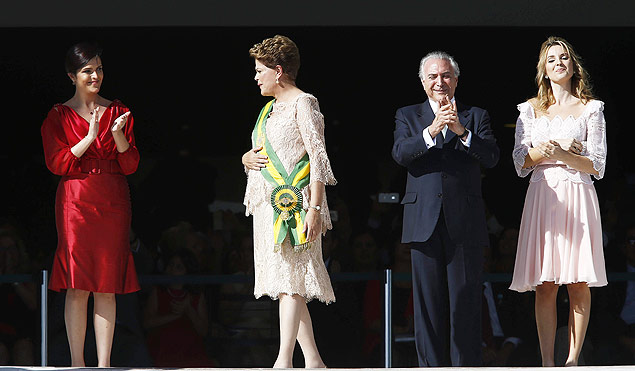 Paula Rousseff, Dilma, Michel Temer e Marcela Temer na cerimnia de posse