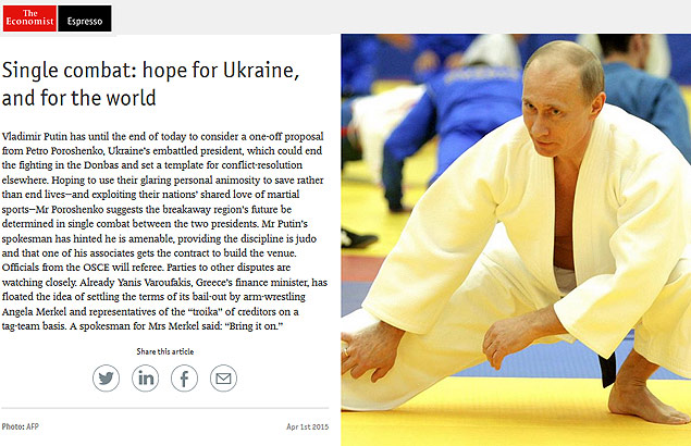 The Economist noticia luta entre presidente da Ucrânia e Vladimir Putin