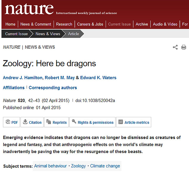 Revista Nature diz que dragões existem