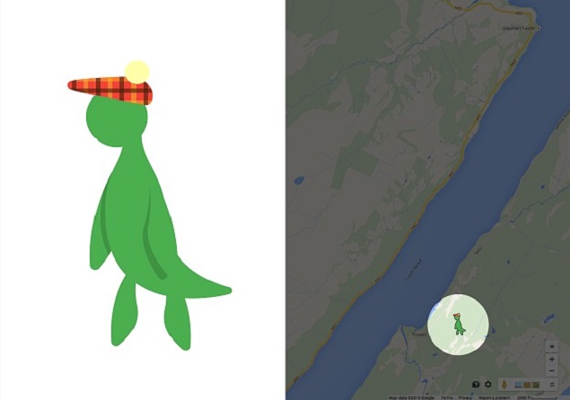 Boneco que imita um monstro é usado para explorar o lago Ness no "Street View", do Google Maps