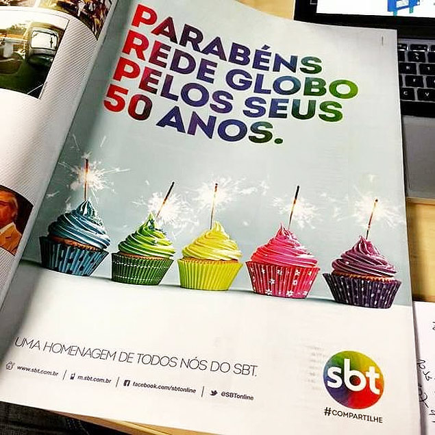 SBT cria anúncio para homenagear os 50 anos da Globo 