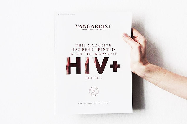 Revista Vangardist imprime capa com sangue de pessoas soropositivas