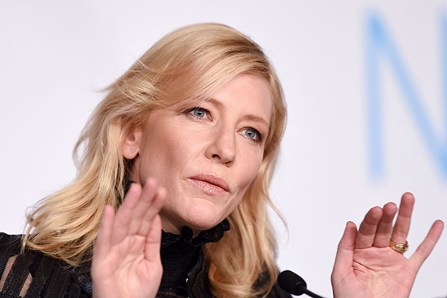 Cate Blanchett durante coletiva de imprensa do filme "Carol", em Cannes