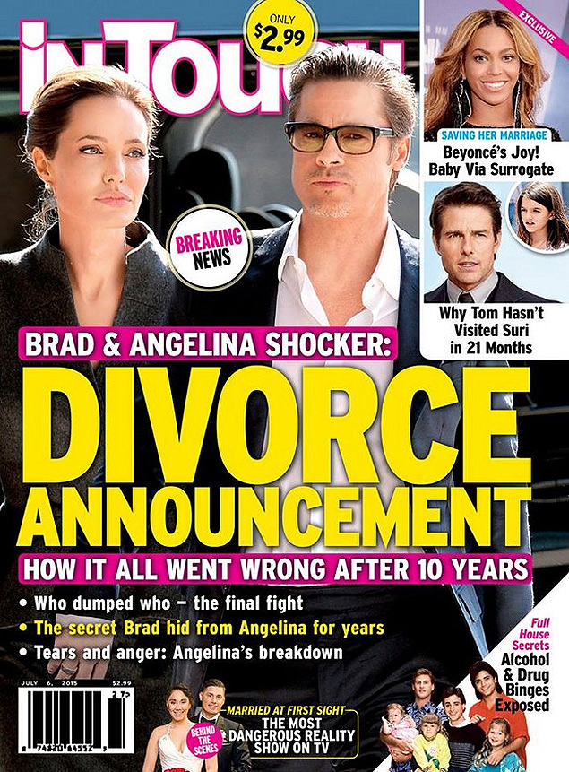 Revista "In Touch" diz que Brad Pitt e Angelina vão se divorciar